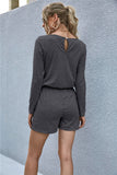 Round Neck Drawstrings Rompers