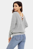 Solid Backless Round Neck Knitted Top