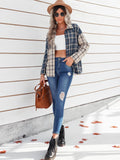 Two-Tone Plaid Button Front Shirt