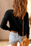 Half Button Waffle Knit Long Sleeve Top