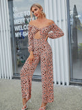 Leopard Print Off-Shoulder Cutout Jumpsuit