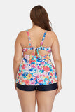 Plus Size Floral Cutout Tie Back Two-Piece Swim Set