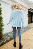 Scalloped Boat Neck Openwork Tunic Sweater