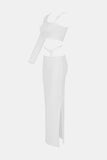 Grommet Detail Crop Top and Slit Skirt Set