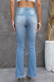 High Waist Distressed Flared Jeans