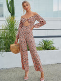 Leopard Print Off-Shoulder Cutout Jumpsuit