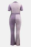 Plus Size Two-Tone Ribbed Top and Drawstring Pants Set