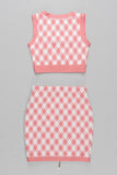 Gingham Zip Front Crop Top and Skirt Set