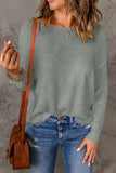 Dropped Shoulder Ribbed Trim Knit Top