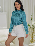 Satin Tied Button-Front Top