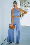 Cropped Tie-Back Cami and Split Pants Set