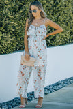 Floral Spaghetti Strap Ruffled Wide Leg Jumpsuit