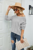 Scalloped Boat Neck Openwork Tunic Sweater