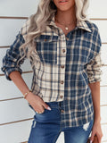 Two-Tone Plaid Button Front Shirt