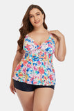 Plus Size Floral Cutout Tie Back Two-Piece Swim Set