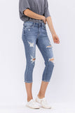 Judy Blue Wren Full Size Distressed Mid-Rise Denim Capri