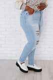 Kancan At Last Distressed Button Fly Skinny Jeans