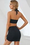 Halter Neck Cropped Top and Skirt Set