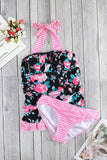 Mixed Print Tie-Back Two-Piece Swimsuit