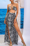 Printed Halter Neck Cropped Top and Split Pants Set