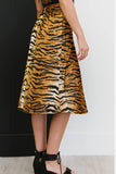 SHOPIRISBASIC Eye of the Tiger Satin Midi Skirt