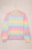 Gradient Stripes Bishop Sleeve Sweater