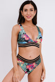 Floral Striped Bikini Set