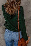 Dropped Shoulder Drawstring Hooded Knit Top