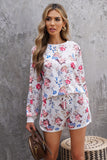 Floral Long Sleeve Top and Shorts Lounge Set