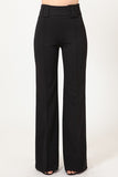 High Waist Pants With Self Fabric Buckle Detail On The Waist