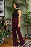 High Waist Pants With Self Fabric Buckle Detail On The Waist