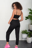 SHOPIRISBASIC Let's Do This Bustier and Joggers Lounge Set in Black