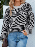 Animal Print Dropped Shoulder Sweater