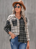 Two-Tone Plaid Button Front Shirt