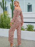 Leopard Print Off-Shoulder Cutout Jumpsuit