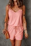 Spaghetti Strap Drawstring Waist Crisscross Romper