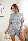 Knotted Cuff Dolman Sleeve Romper