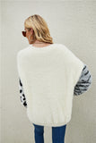 Fuzzy Mixed Print Pullover Sweater