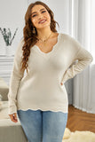 Gray Wavy V-neck Sweater