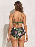 Floral Crisscross Three-Piece Swim Set