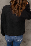 Half Zip Rib-Knit Dropped Shoulder Sweater