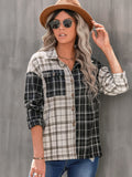 Two-Tone Plaid Button Front Shirt