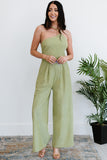 Spaghetti Strap One-shoulder Wide Leg Jumpsuit