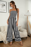 Striped Off Shoulder Wide Leg Jumpsuit