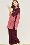 Two-Tone Accordion Pleated Top and Wide Leg Pants Set