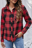 Plaid Button Up Pocket Blouse