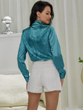 Satin Tied Button-Front Top