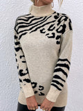 Animal Print Turtleneck Sweater