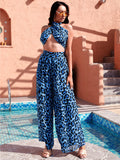 Leopard Print Crisscross Wide Leg Jumpsuit