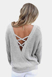 Solid Backless Round Neck Knitted Top